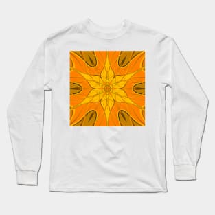 Cartoon Mandala Flower Yellow Long Sleeve T-Shirt